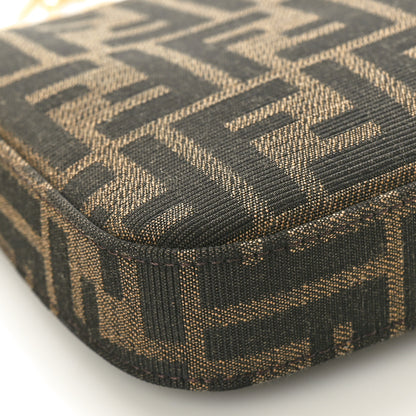 Fendi Fabric Jacquard Vitello Grace FF 1974 Baguette Pouch Tobacco Moro Sand 8 of 10