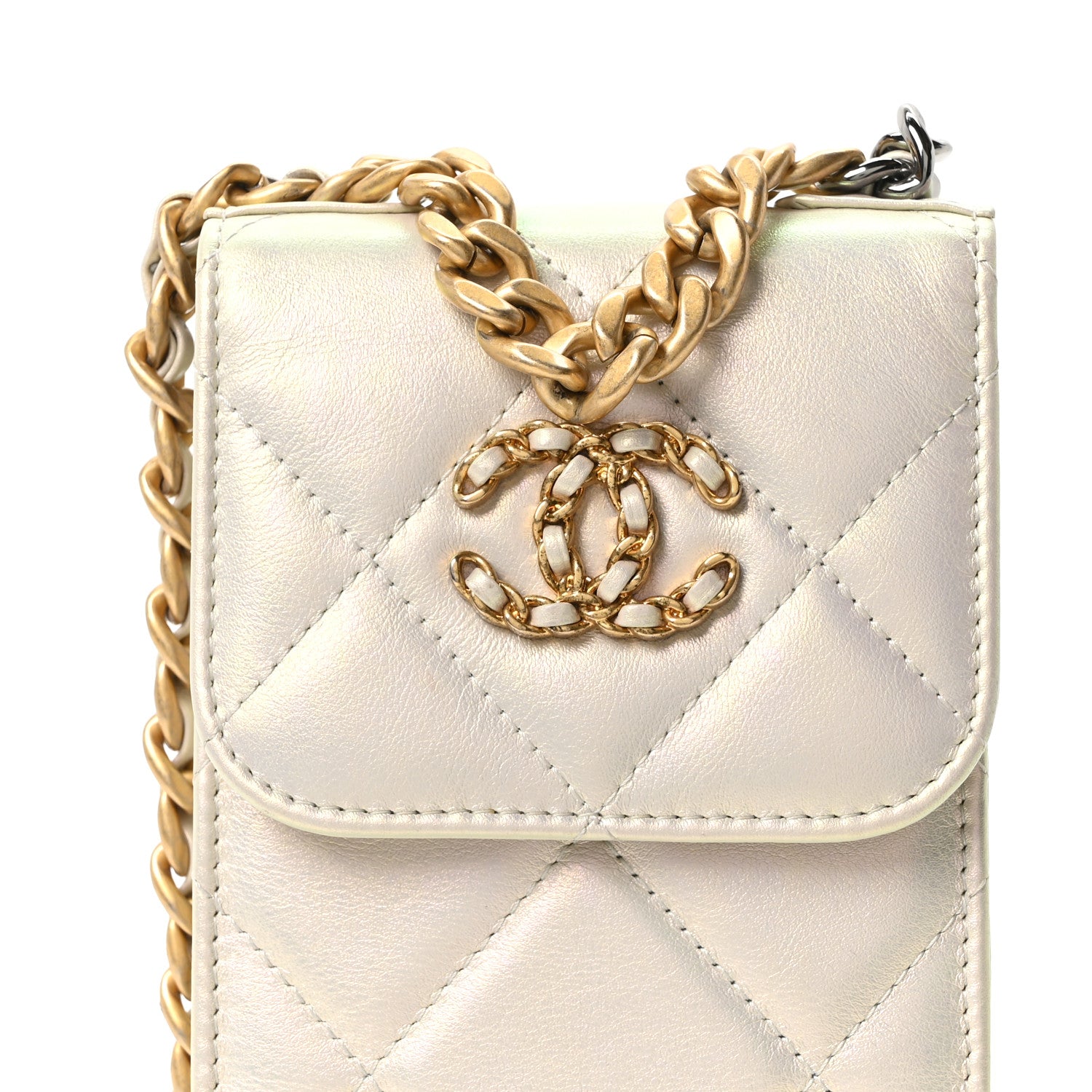 Chanel Iridescent Calfskin Quilted Chanel 19 Phone Holder With