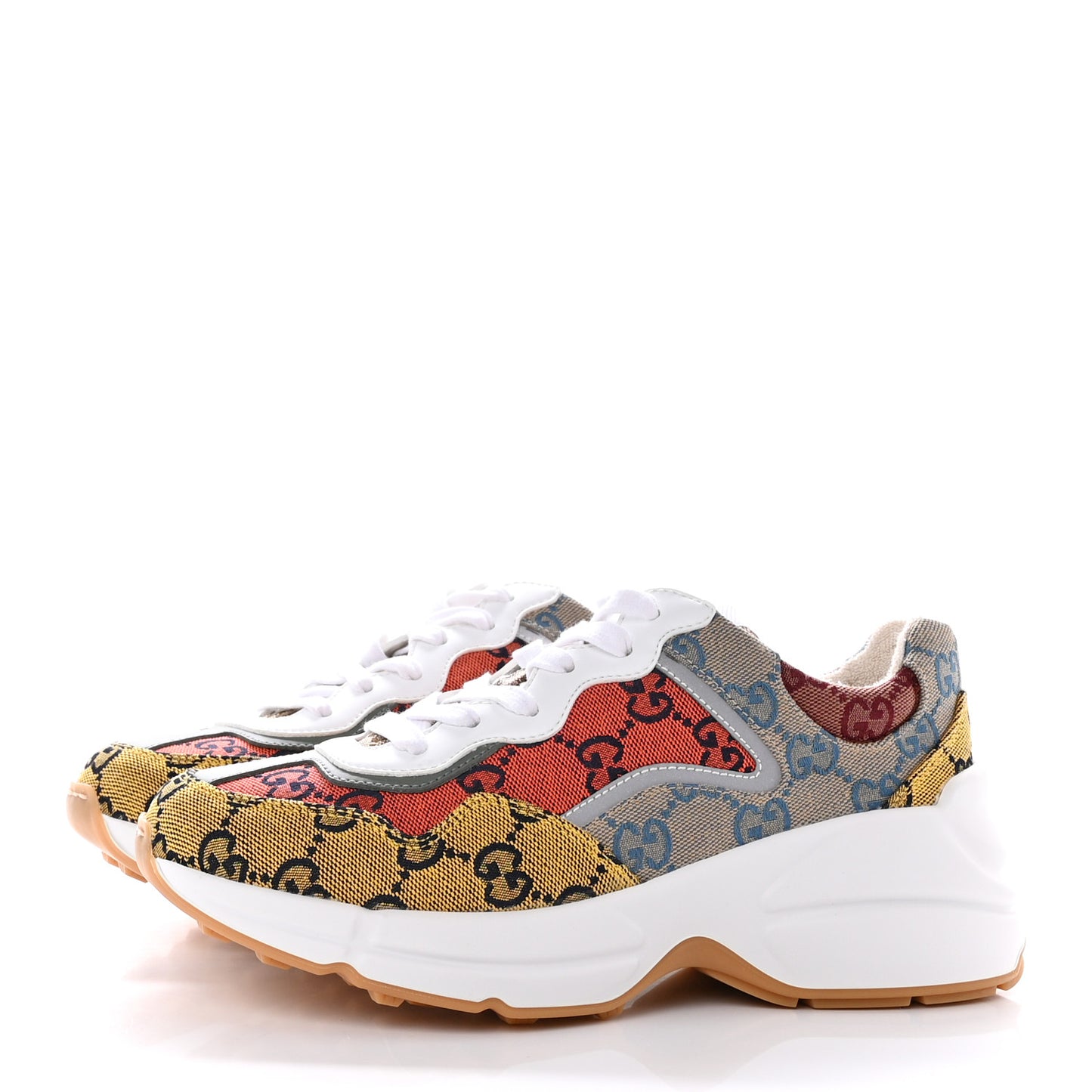 Monogram Multicolor Demetra Womens Rhyton Sneakers 36 Yellow Blue Great White Tabasco
