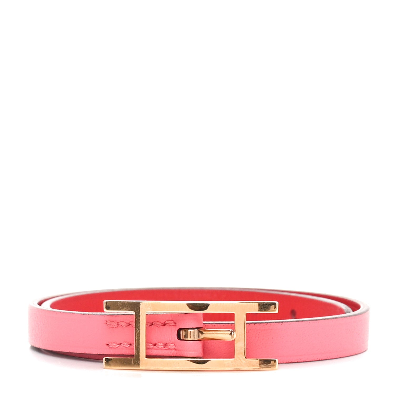 Hermes Swift Chamonix Behapi Double Tour Reversible Bracelet T1 Rose Azalee Rouge De Coeur 1 of 4