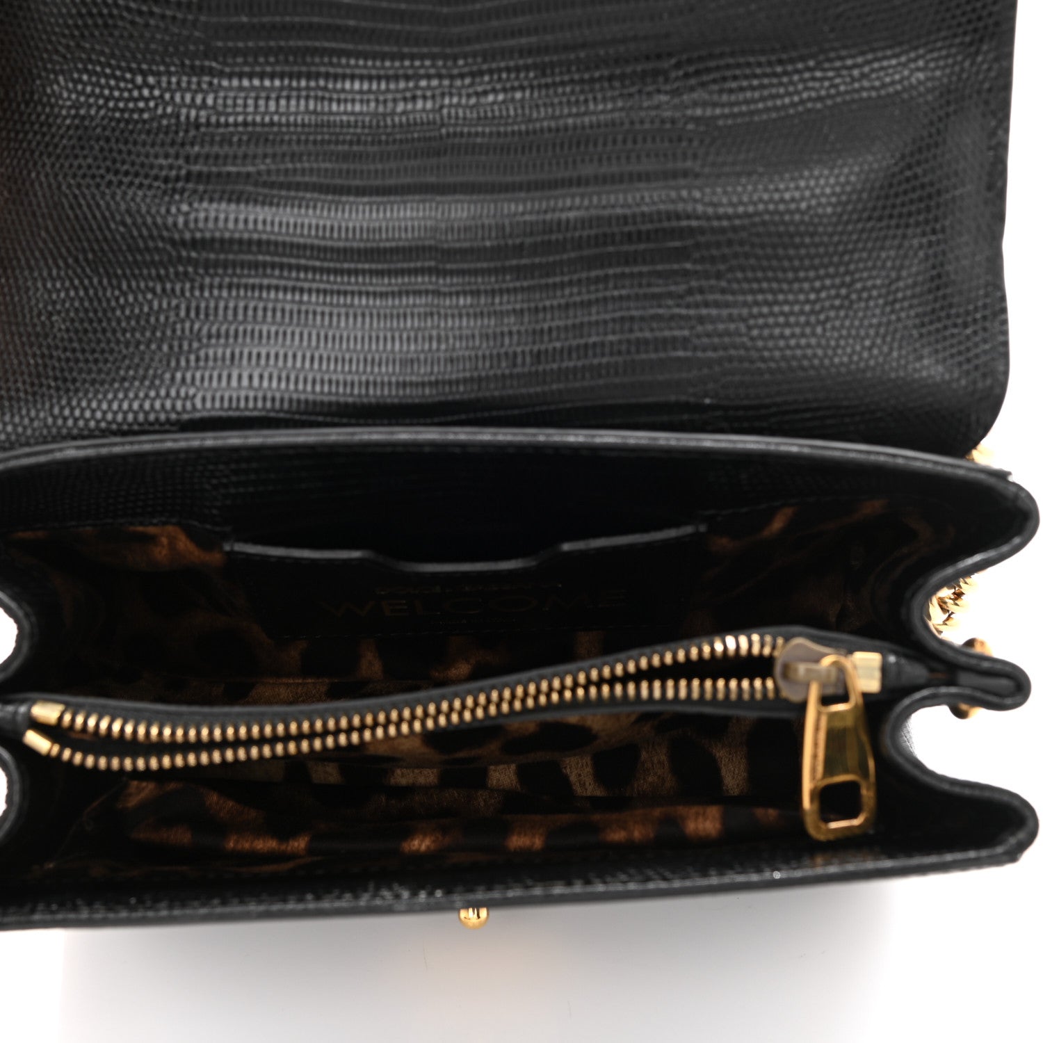 Dolce & Gabbana Iguana Calfskin Embossed Mini Welcome Crossbody Bag Black 9 of 15