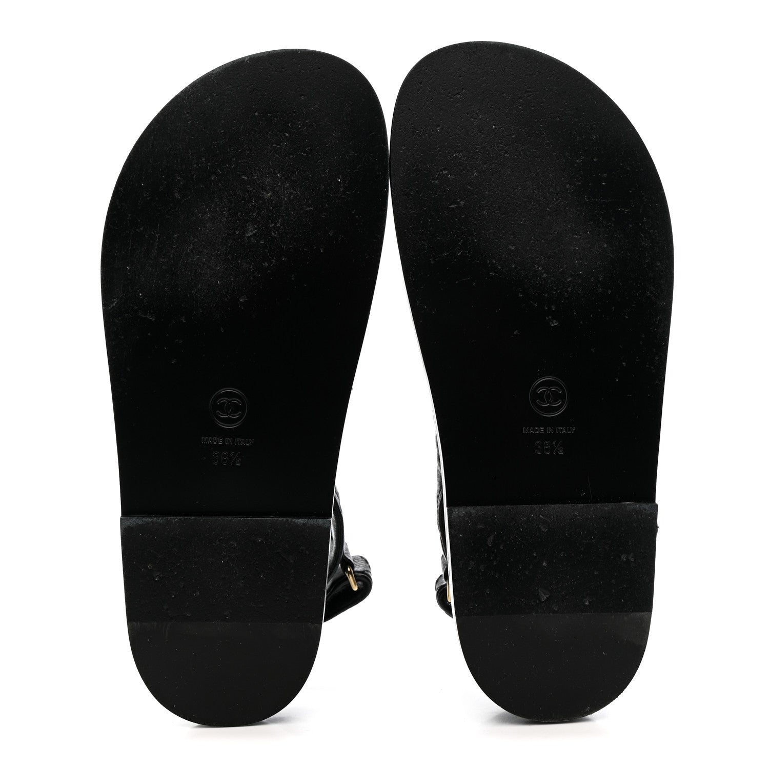 Chanel Grained Calfskin Velcro Dad Sandals 36.5 Black 6 of 10