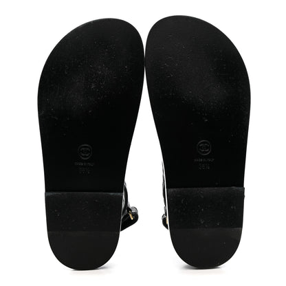 Chanel Grained Calfskin Velcro Dad Sandals 36.5 Black 6 of 10