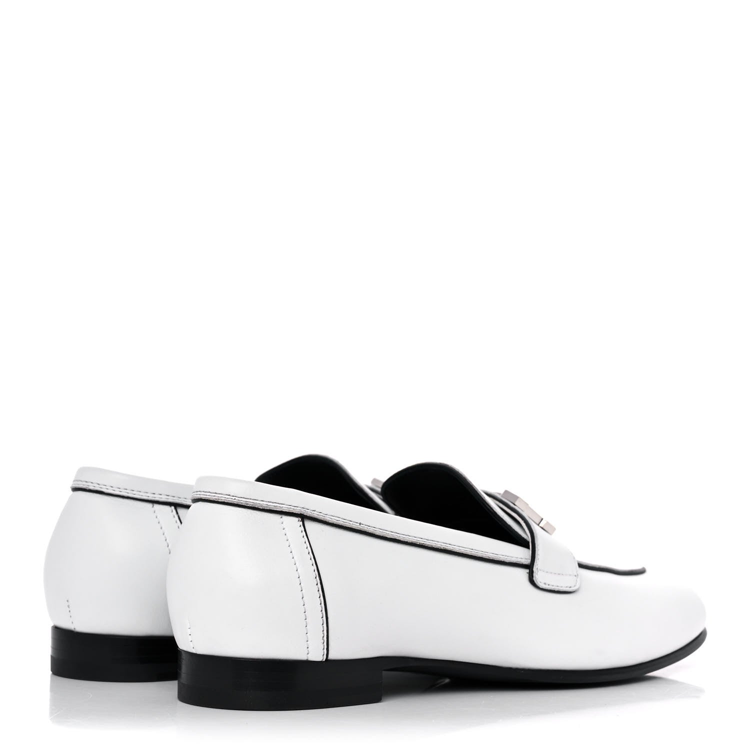 Hermes Calfskin Womens Paris Loafers 36.5 White 4 of 9