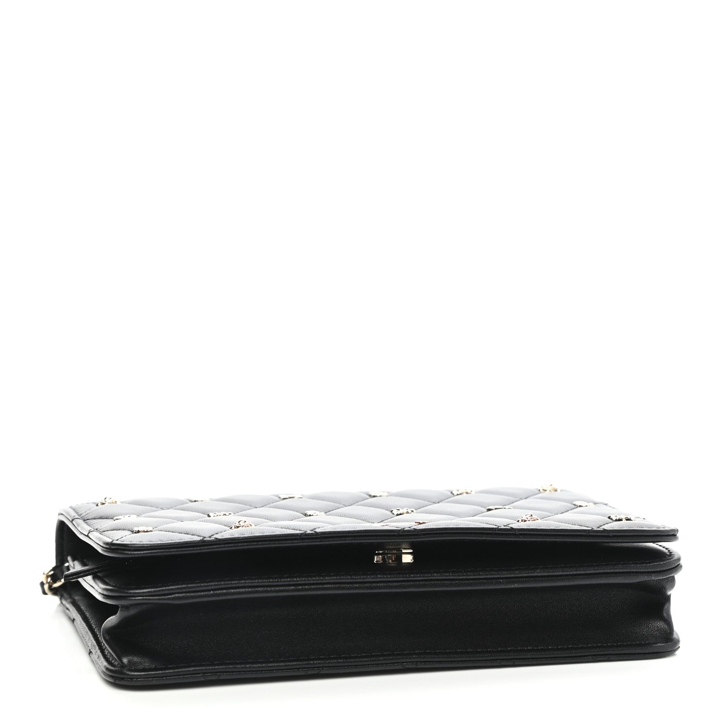Chanel Lambskin Quilted Studded Wallet On Chain WOC Black 3 of 11