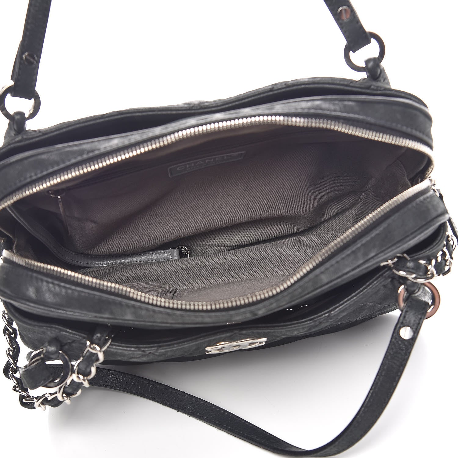 Chanel Iridescent Calfskin Quilted Relax CC Camera Case Black 8 of 16