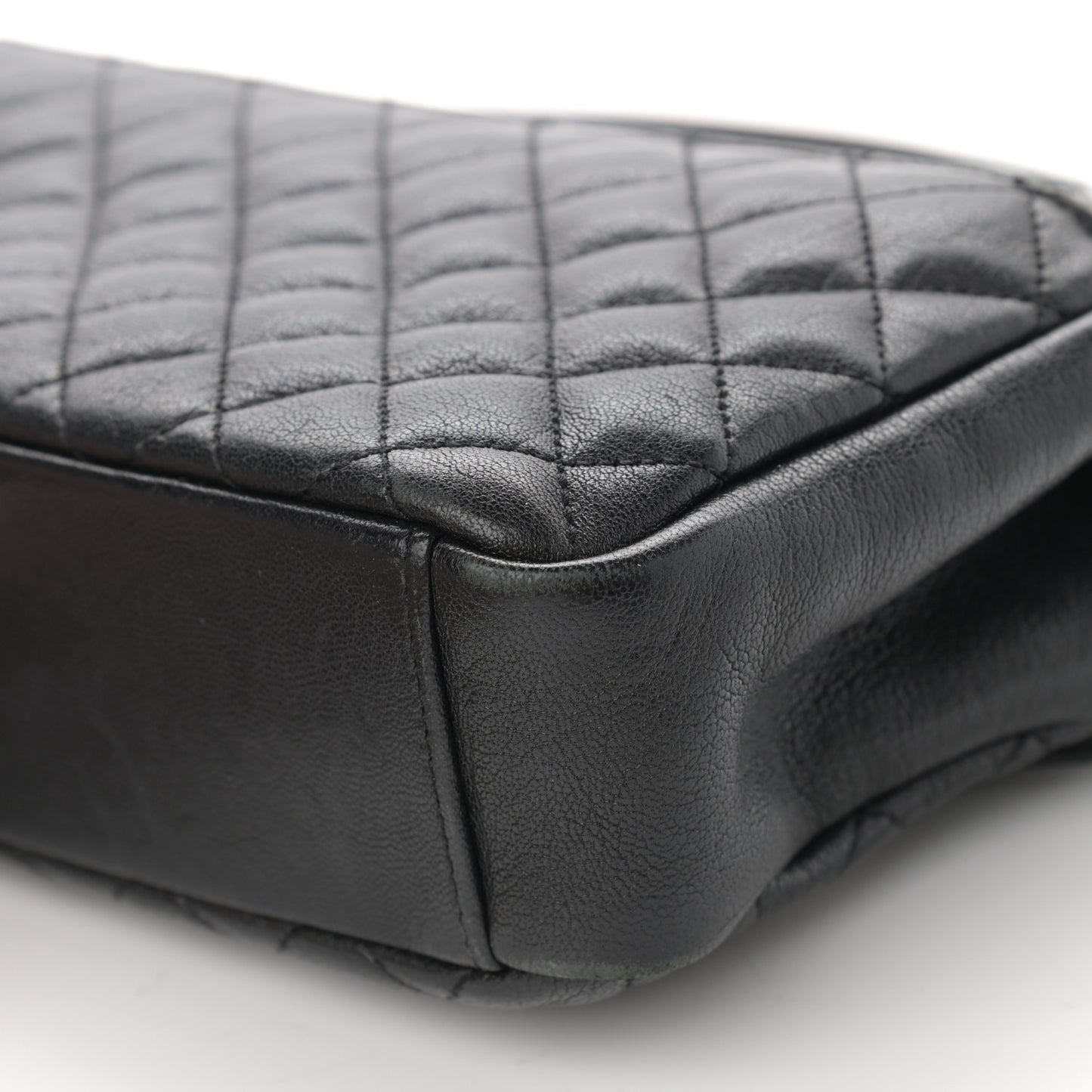 Sheepskin Tri-Quilt Monogram Medium College Bag Black