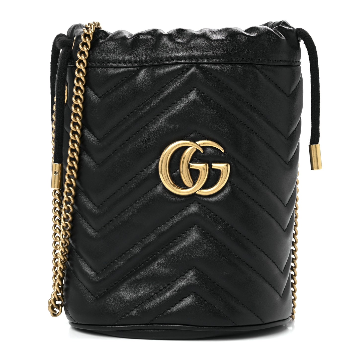 Calfskin Matelasse Mini GG Marmont 2.0 Bucket Bag Black