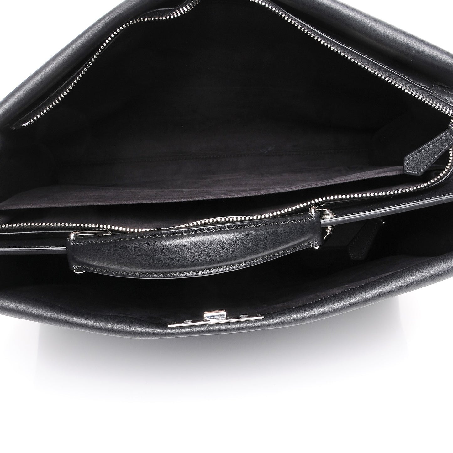 Calfskin Monster Eyes Large Mens Peekaboo Iconic Essential Satchel Black