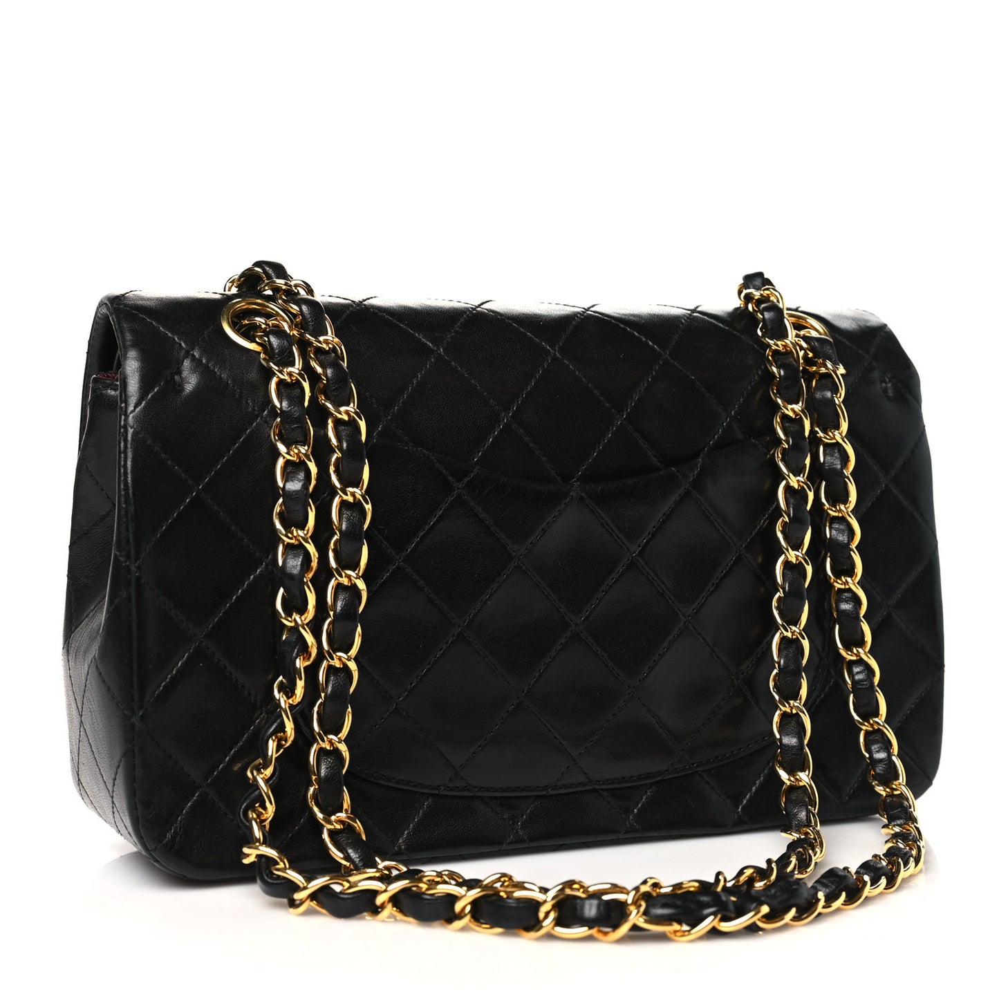 Lambskin Quilted Small Double Flap Black