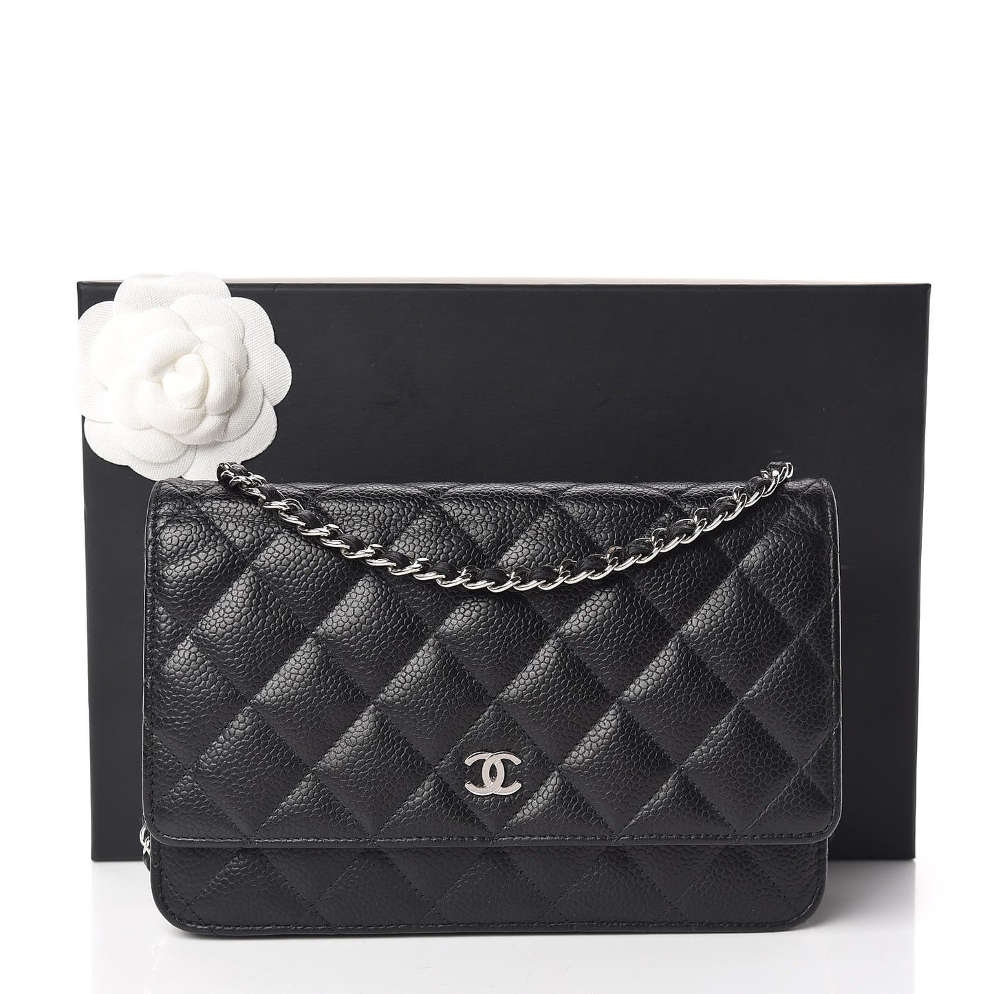 Caviar Quilted Wallet On Chain WOC Black