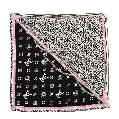 Louis Vuitton Silk Monogram Wild at Heart Square Scarf Black 1 of 3