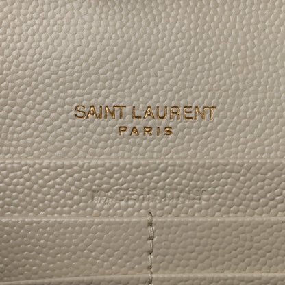 Saint Laurent Grain De Poudre Matelasse Chevron Monogram Chain Wallet Crema Soft 7 of 11