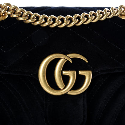 Gucci Velvet Matelasse Mini GG Marmont Shoulder Bag Black 9 of 9