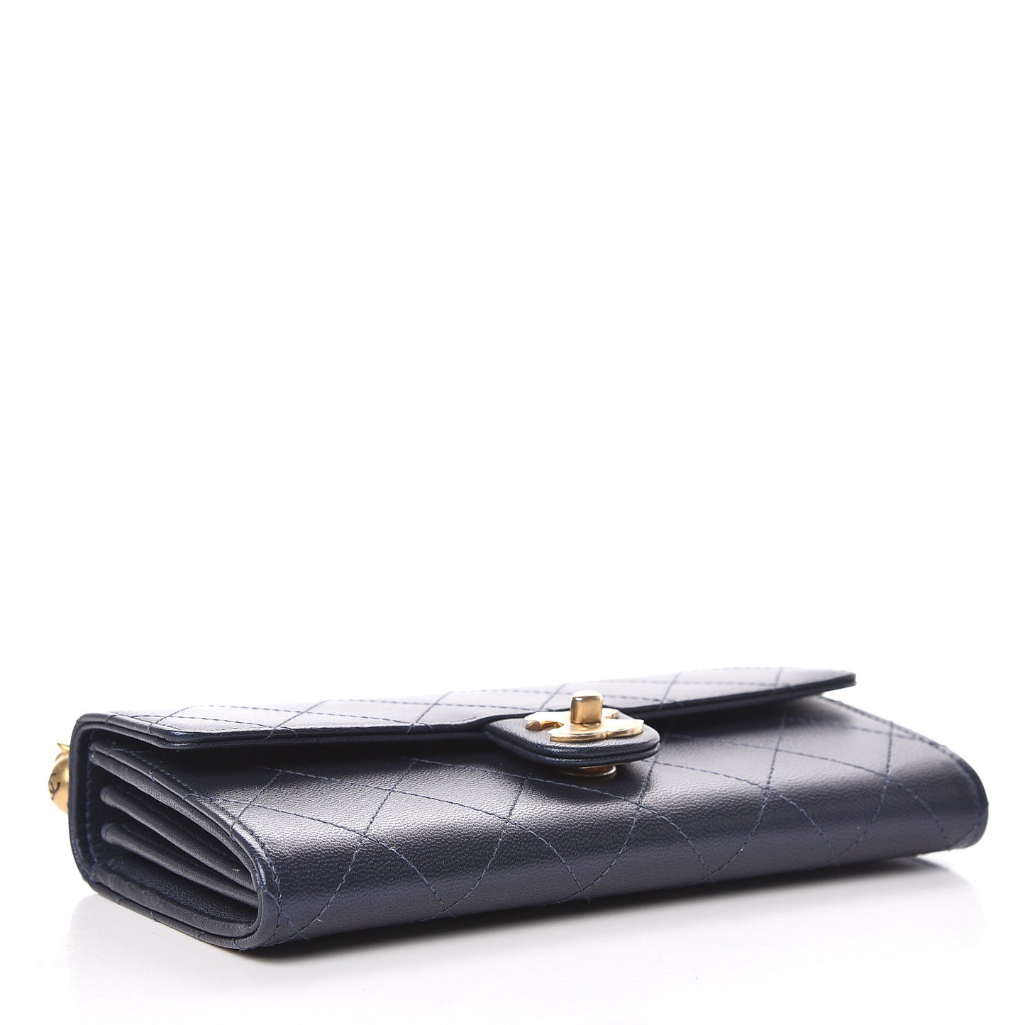 Iridescent Lambskin Quilted Chic Pearls Clutch With Chain Blue
