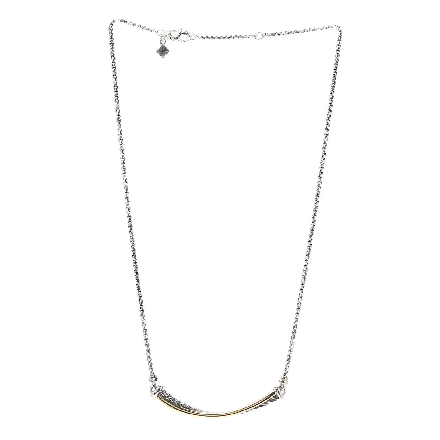 Sterling Silver 18K Yellow Gold Crossover Bar Pendant Necklace
