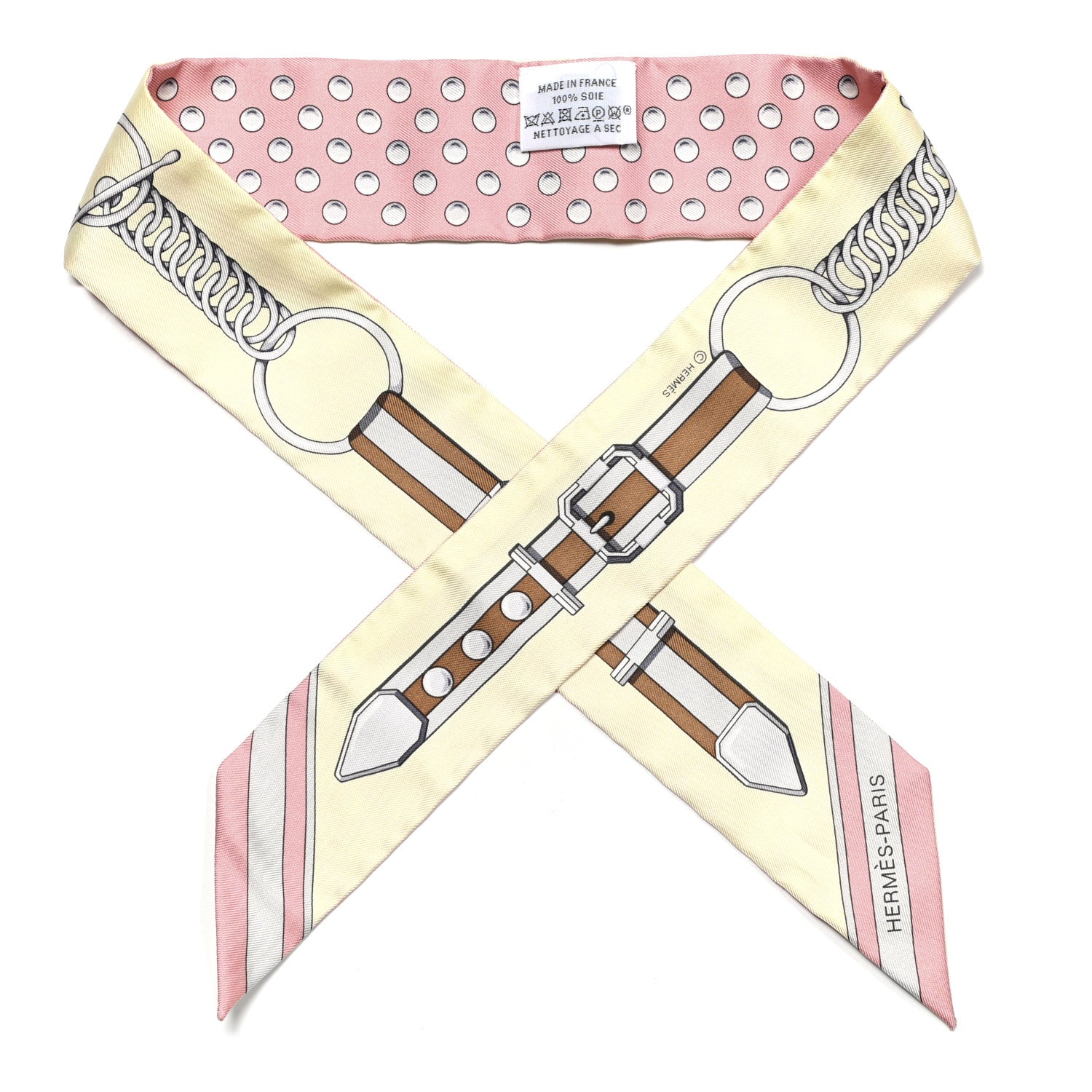Hermes Silk Grand Tralala Twilly Rose Poudre Jaune 1 of 4