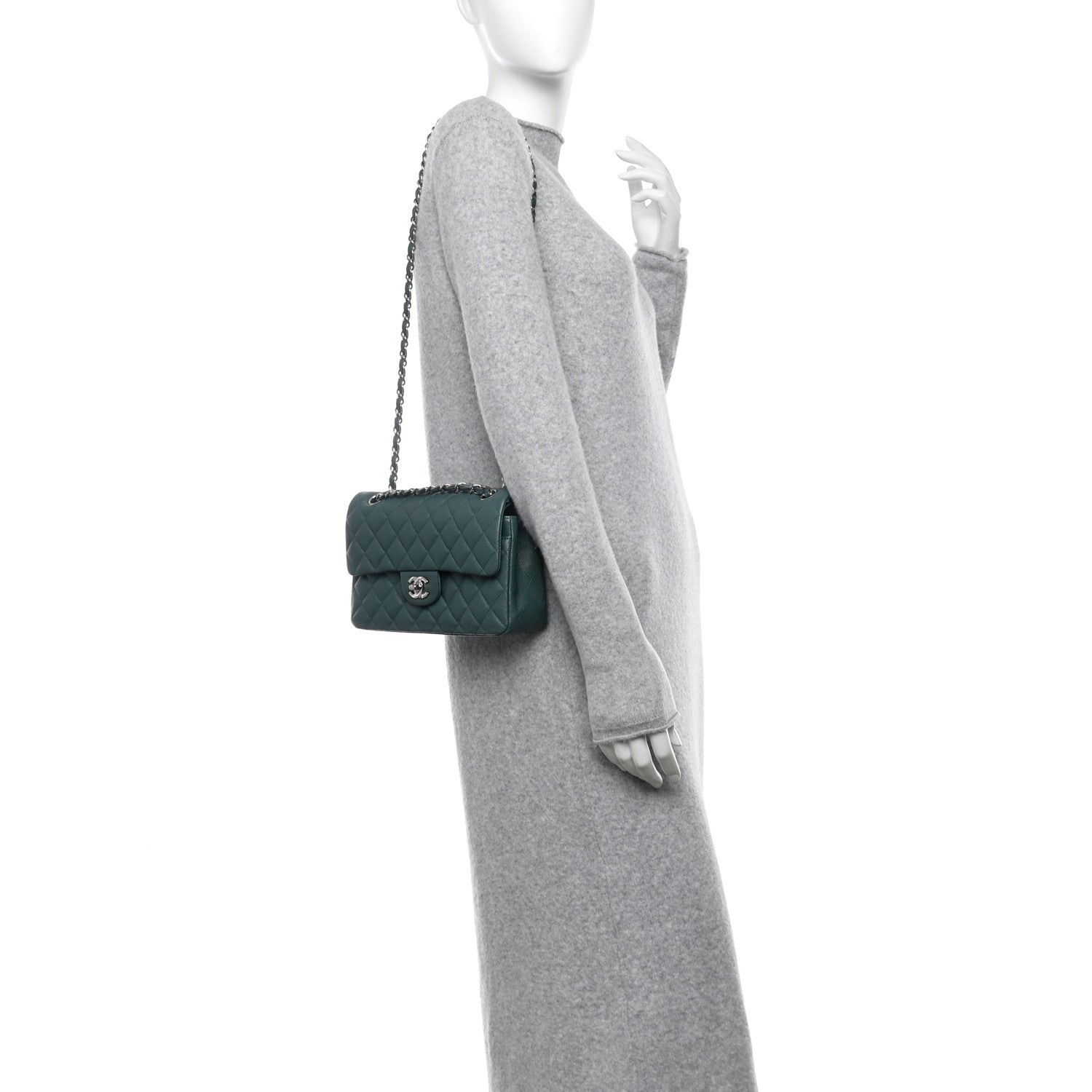 Chanel Caviar Quilted Small Double Flap Green 2 of 10