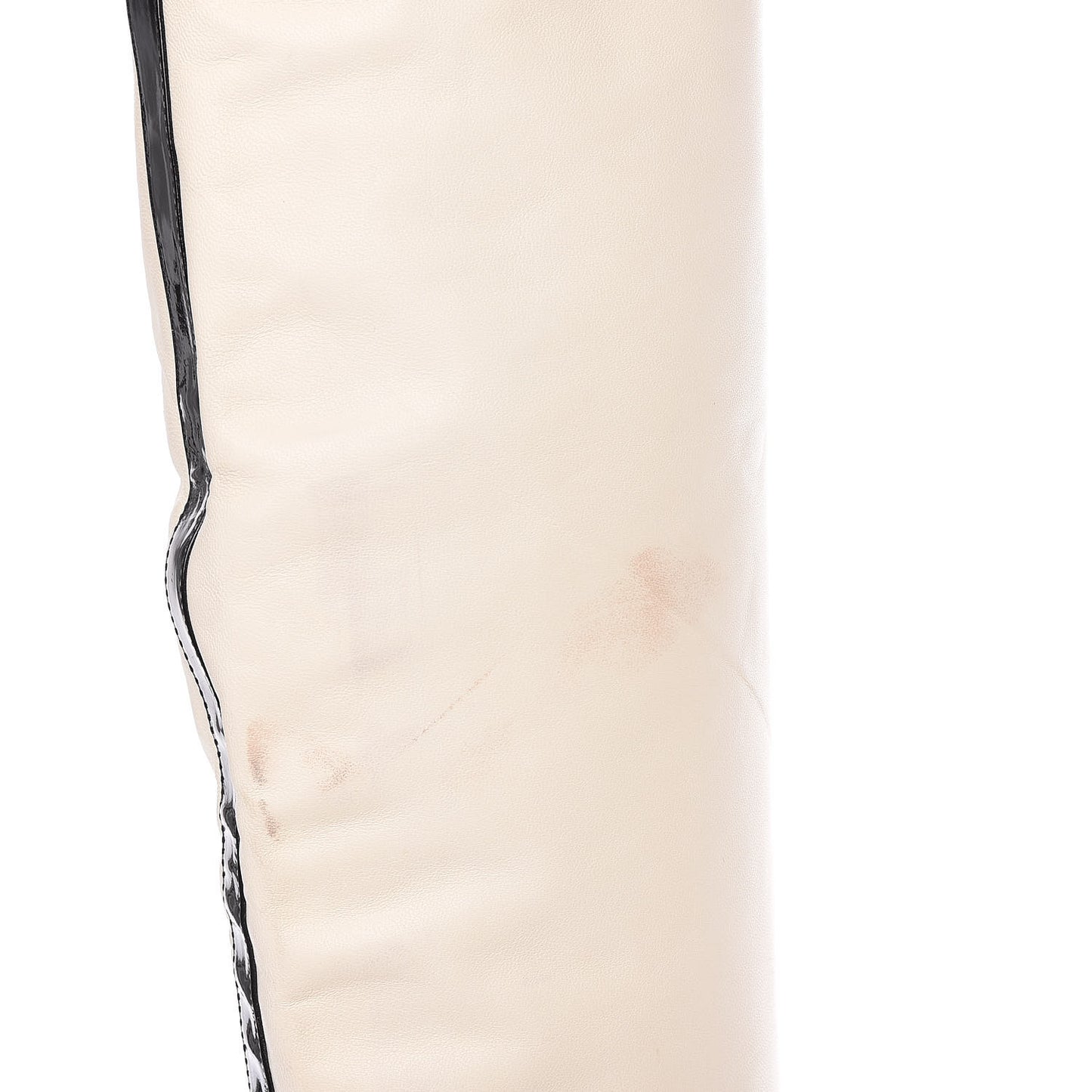 Lambskin Patent Cap Toe Over the Knee Boots 37.5 White