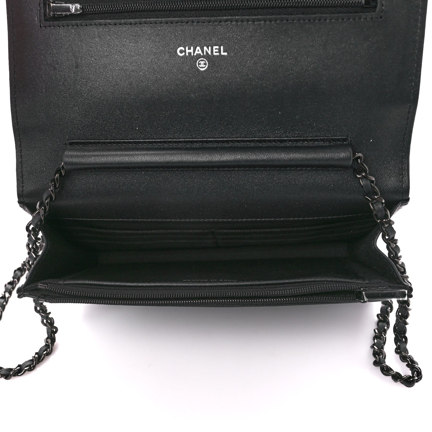 Lambskin Quilted Wallet On Chain WOC So Black