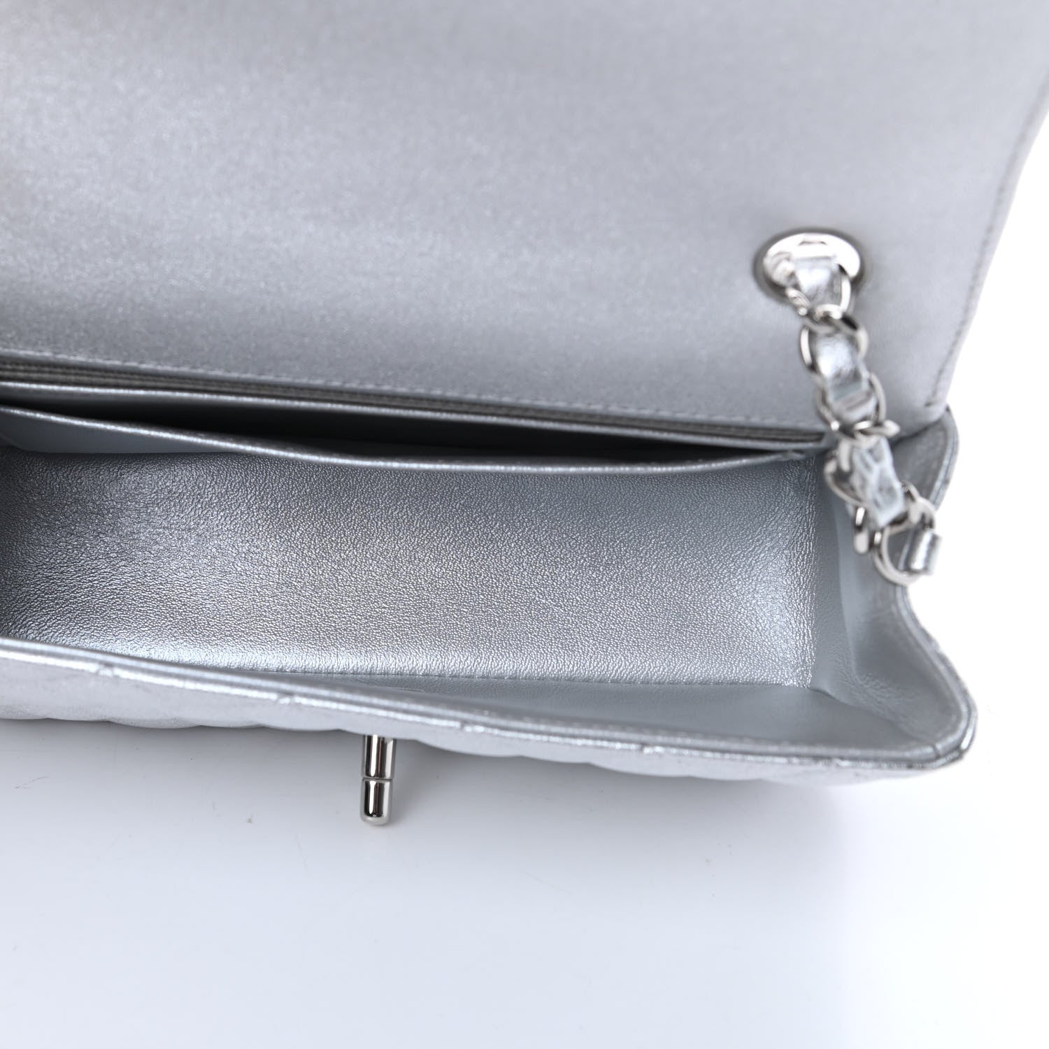 Chanel Metallic Lambskin Quilted Mini Rectangular Flap Silver 5 of 10