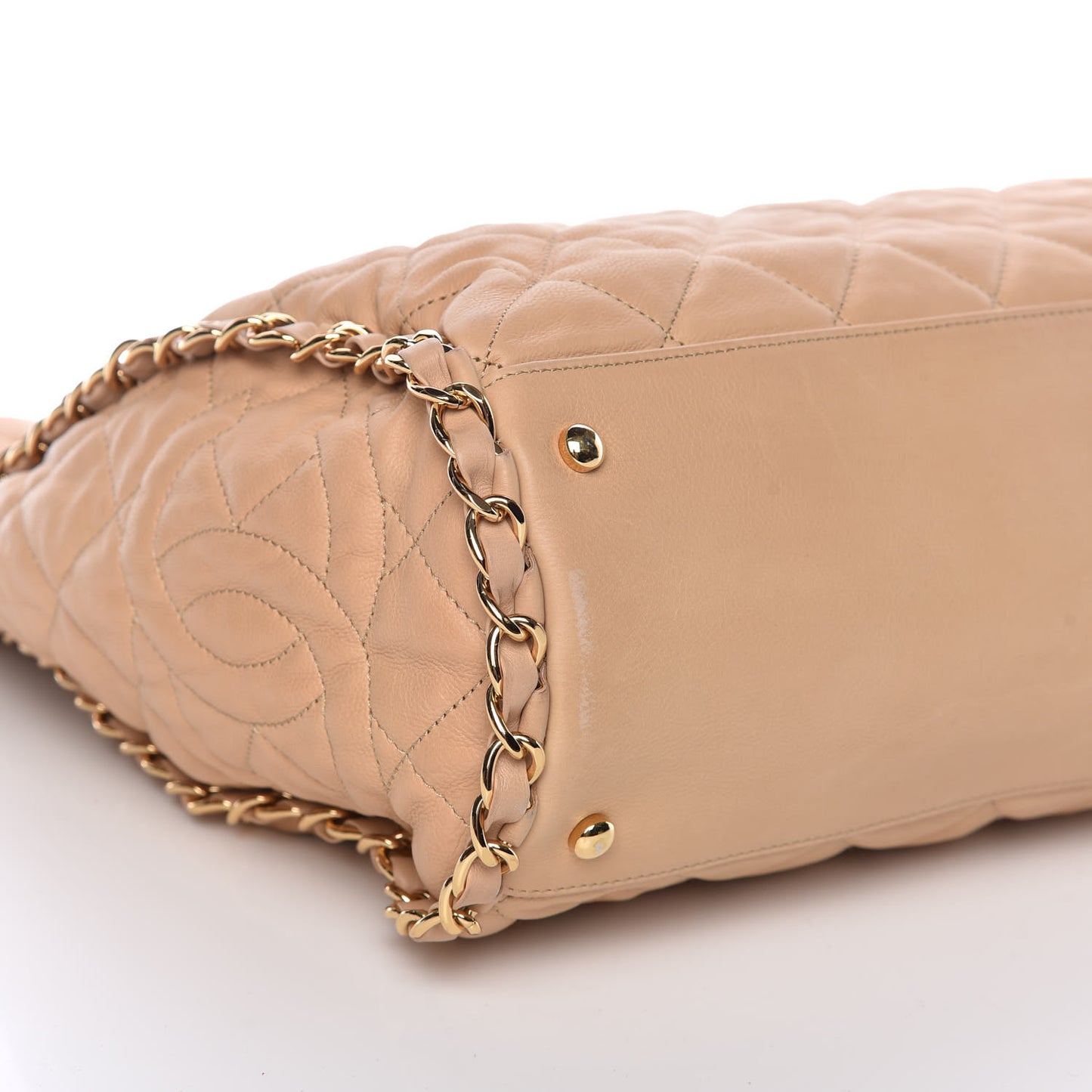 Calfskin Quilted Large Chain Me Hobo Beige