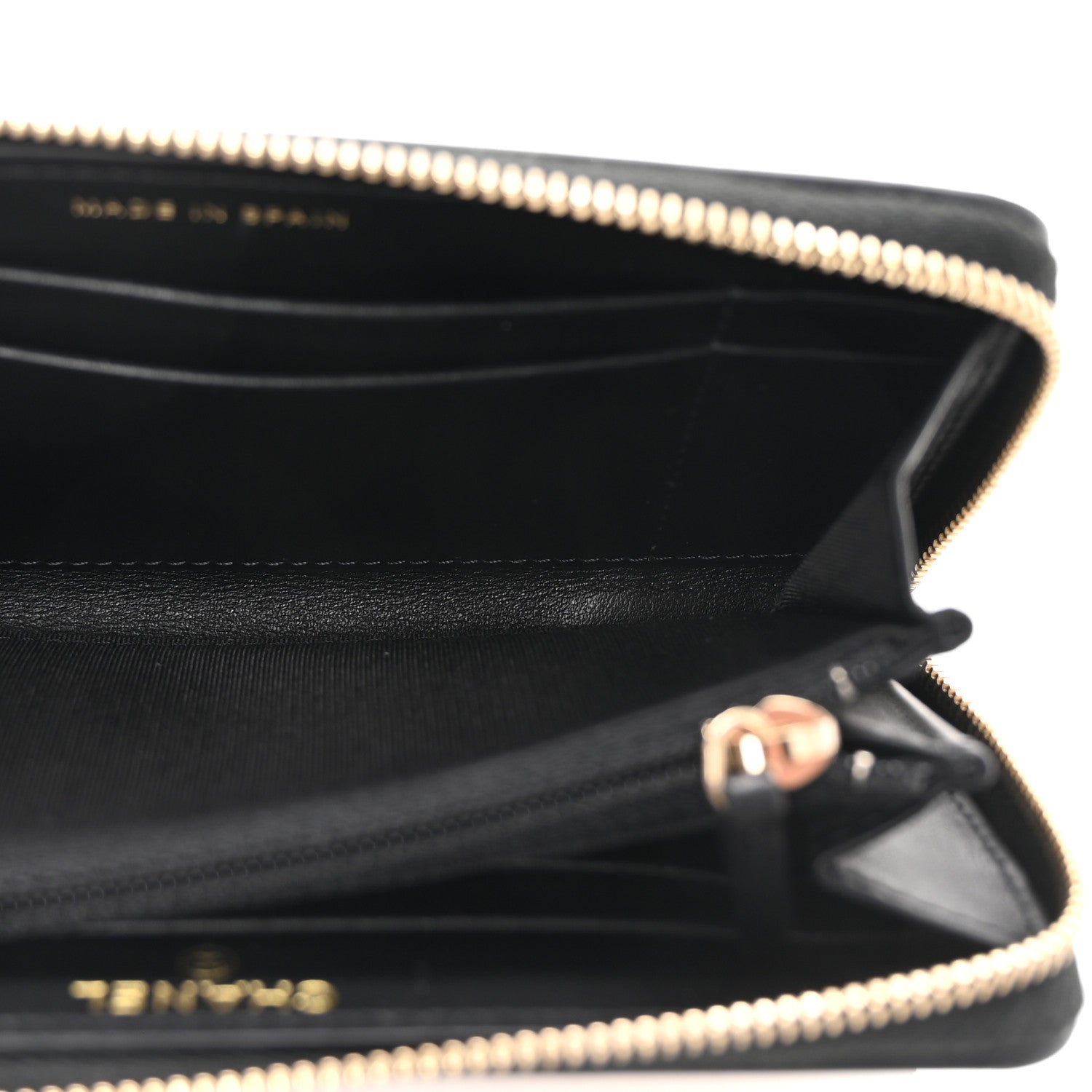 Chanel Caviar Quilted Filigree Zip Around Wallet Beige Black 5 of 9