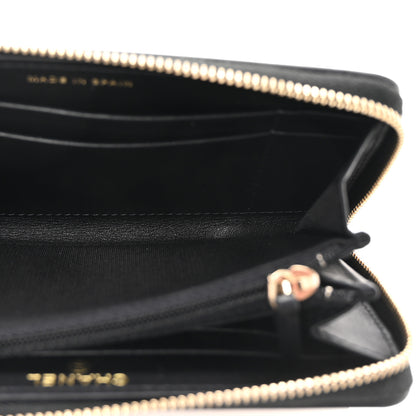 Chanel Caviar Quilted Filigree Zip Around Wallet Beige Black 5 of 9