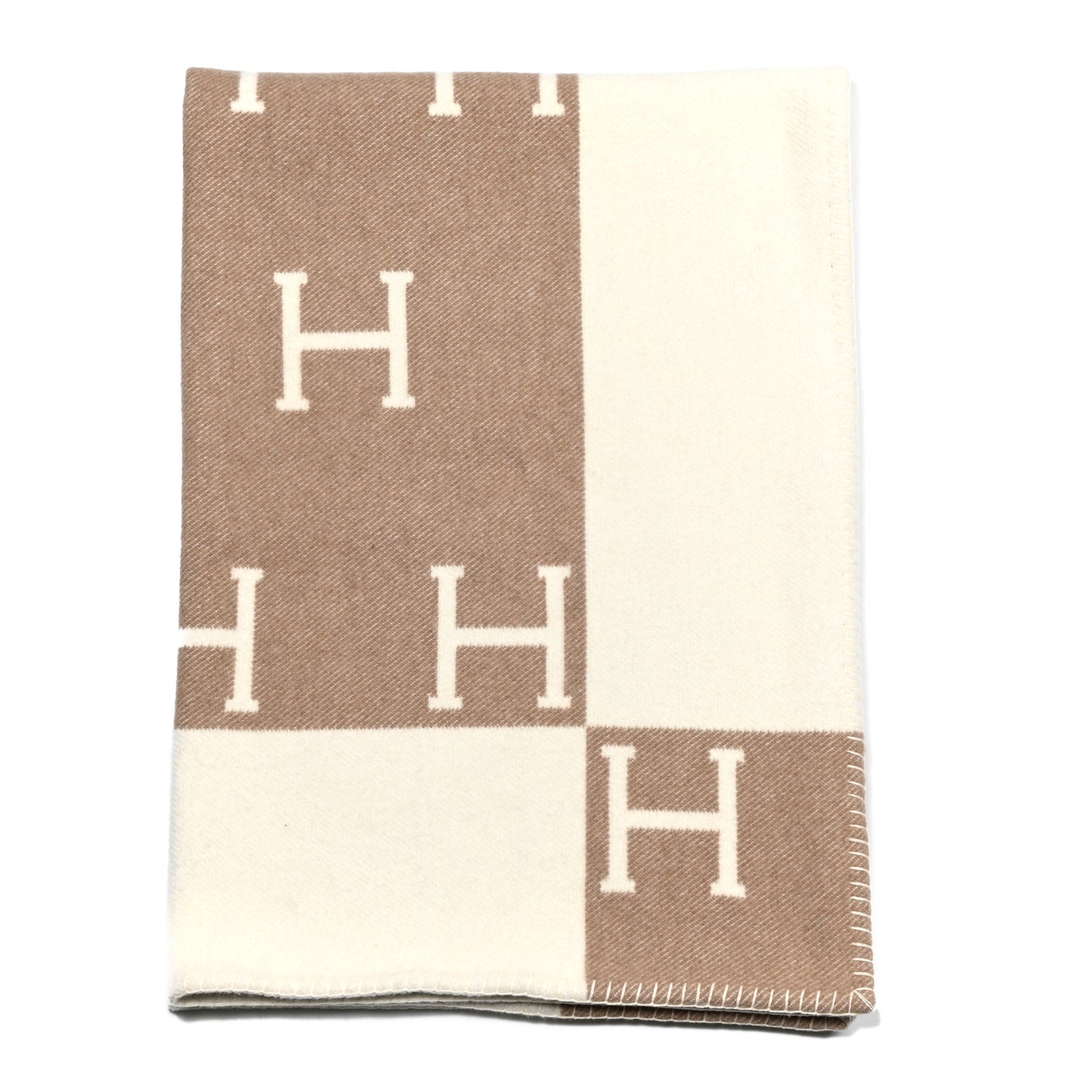 Wool Cashmere Avalon Baby Blanket Noisette Moyen White