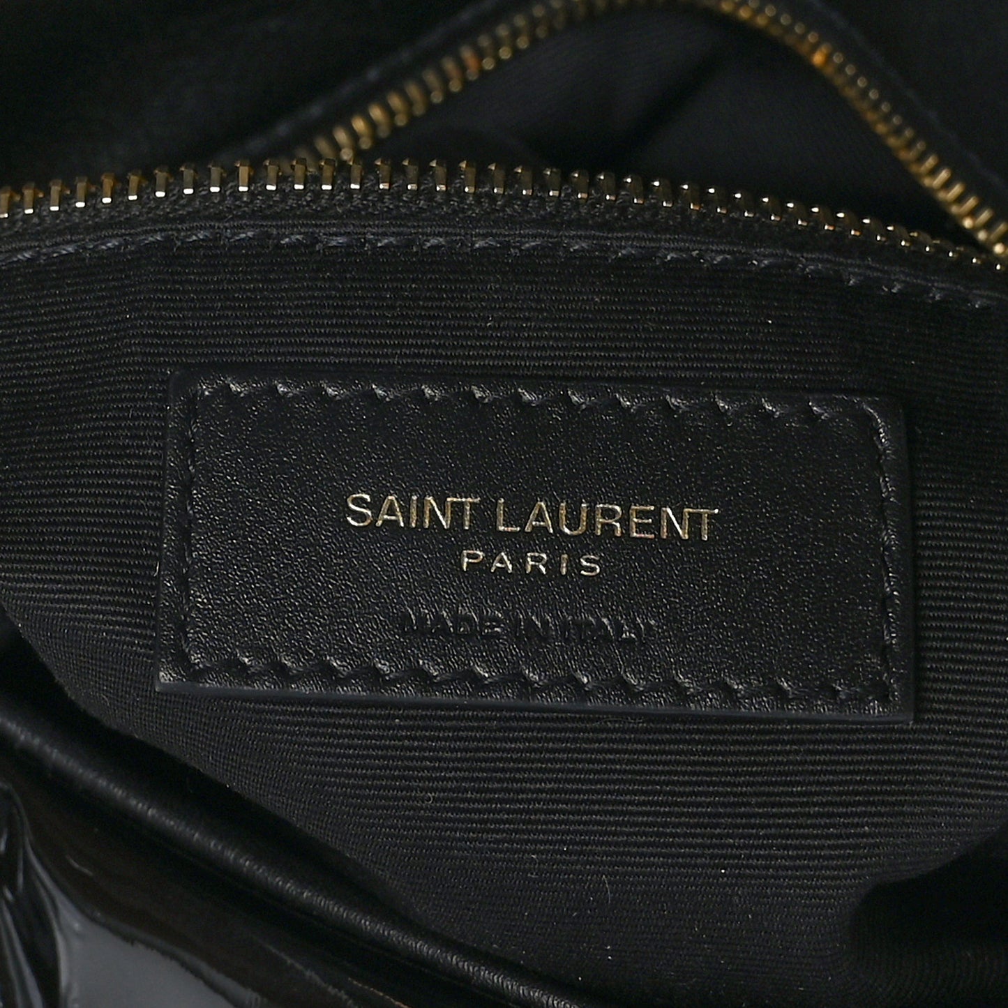 Patent Quilted Small Loulou Puffer Monogram Chain Satchel Black