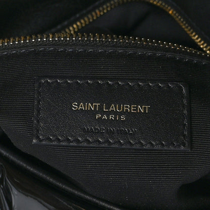 Saint Laurent Patent Quilted Small Loulou Puffer Monogram Chain Satchel Black 5 of 8