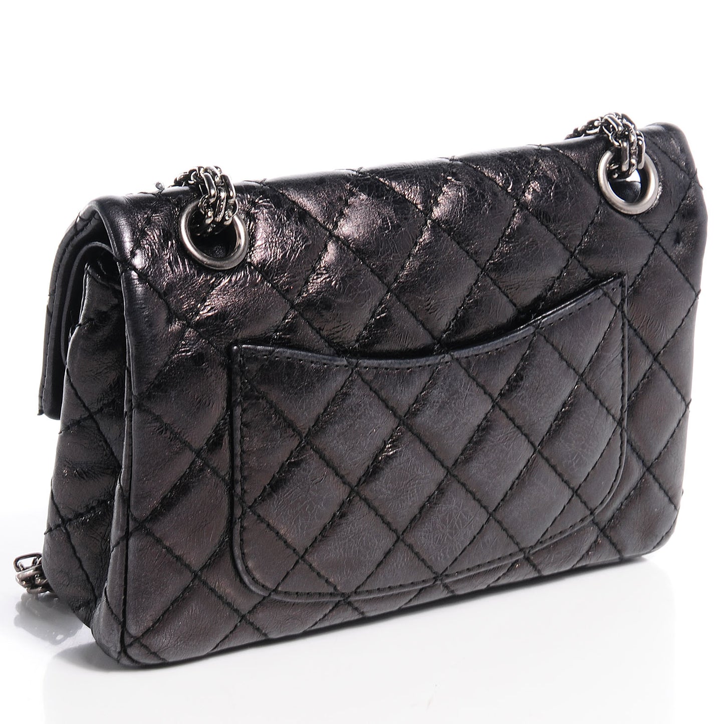 Glazed Calfskin 2.55 Reissue 224 Flap Black