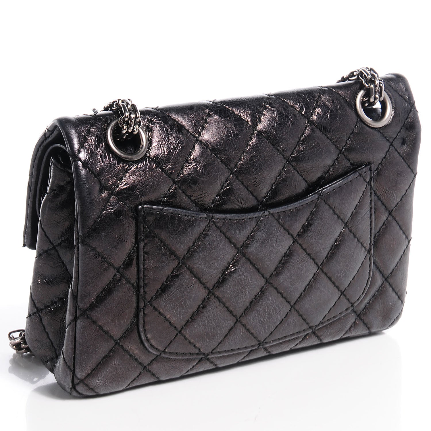 Chanel Glazed Calfskin 2.55 Reissue 224 Flap Black 3 of 8