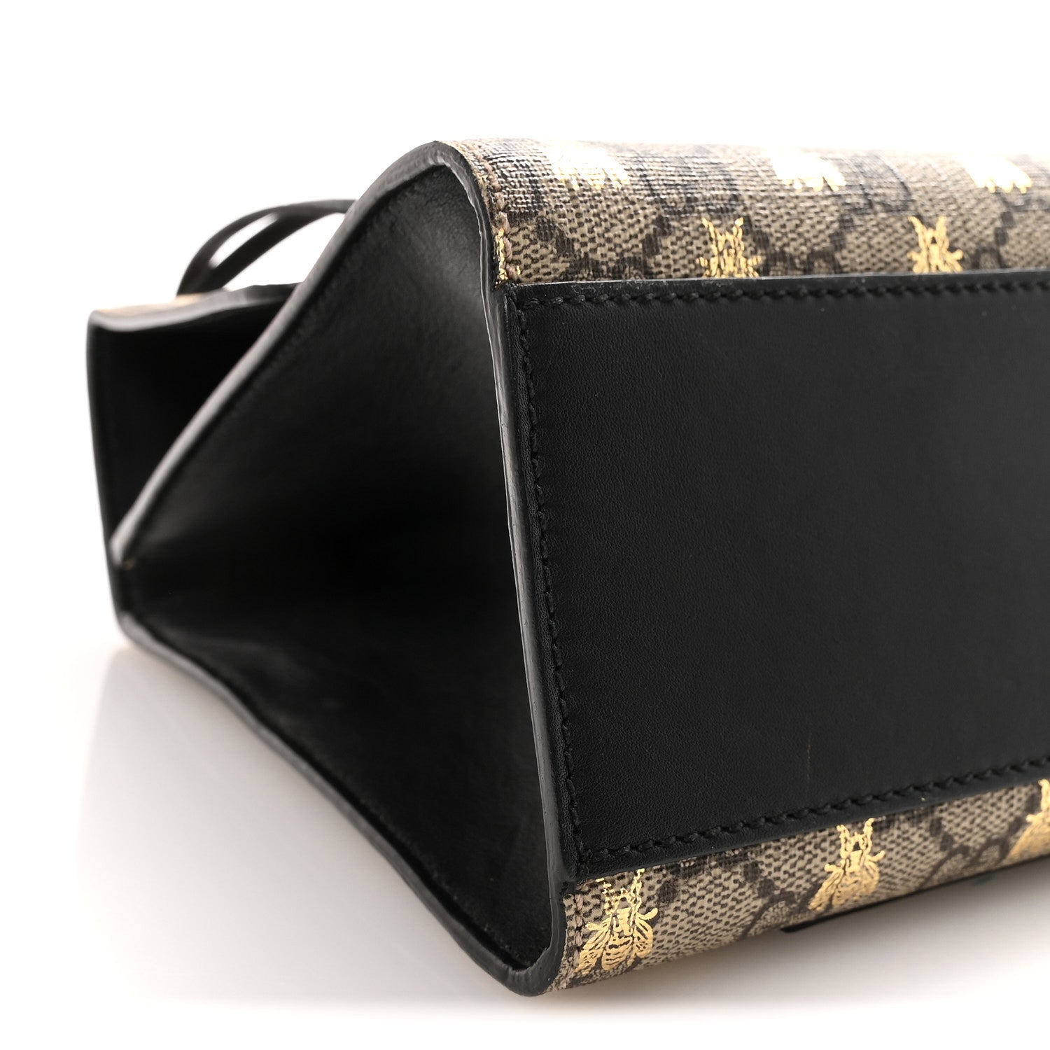 Gucci GG Supreme Monogram Bees Medium Padlock Shoulder Bag Beige Oro Black 9 of 10