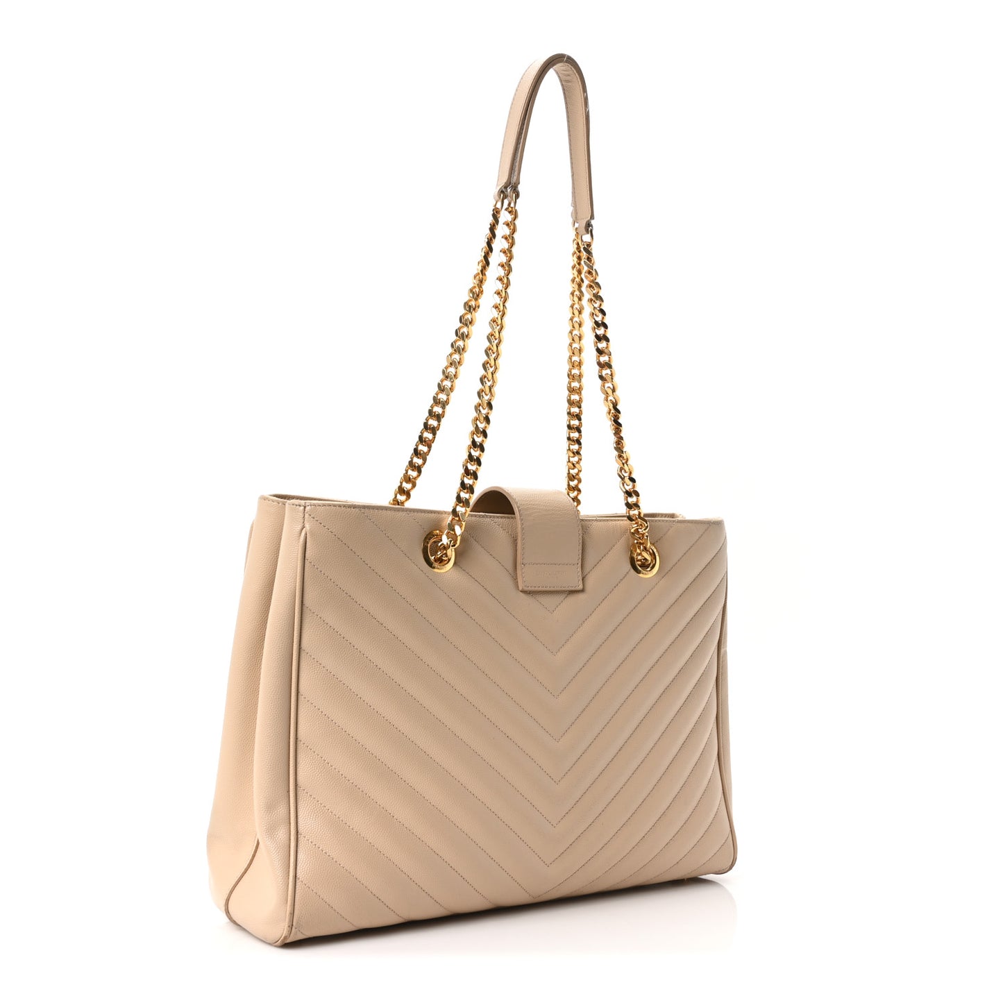 Grain De Poudre Matelasse Chevron Monogram Shopping Bag Nude Powder