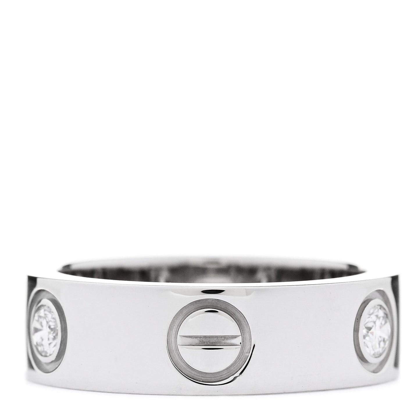18K White Gold 3 Diamond 5.5mm LOVE Ring 49 5