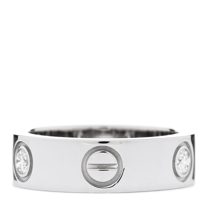 Cartier 18K White Gold 3 Diamond 5.5mm LOVE Ring 49 5 3 of 6