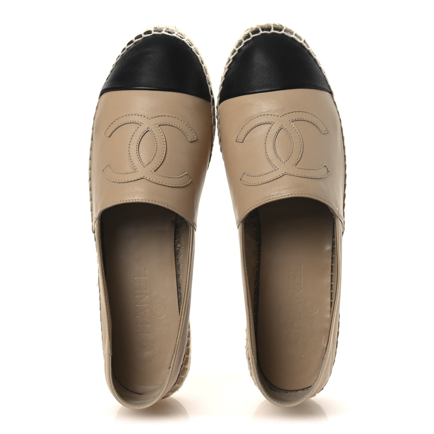 Lambskin CC Espadrilles 39 Beige Black