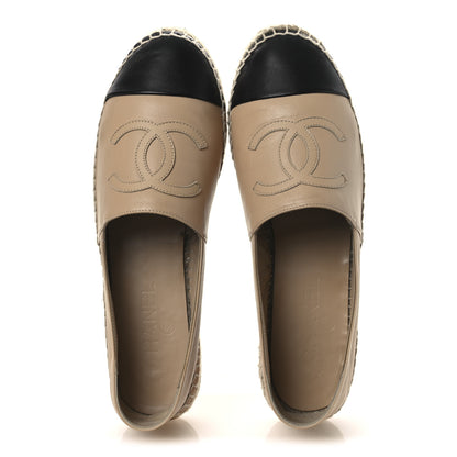 Chanel Lambskin CC Espadrilles 39 Beige Black 2 of 15