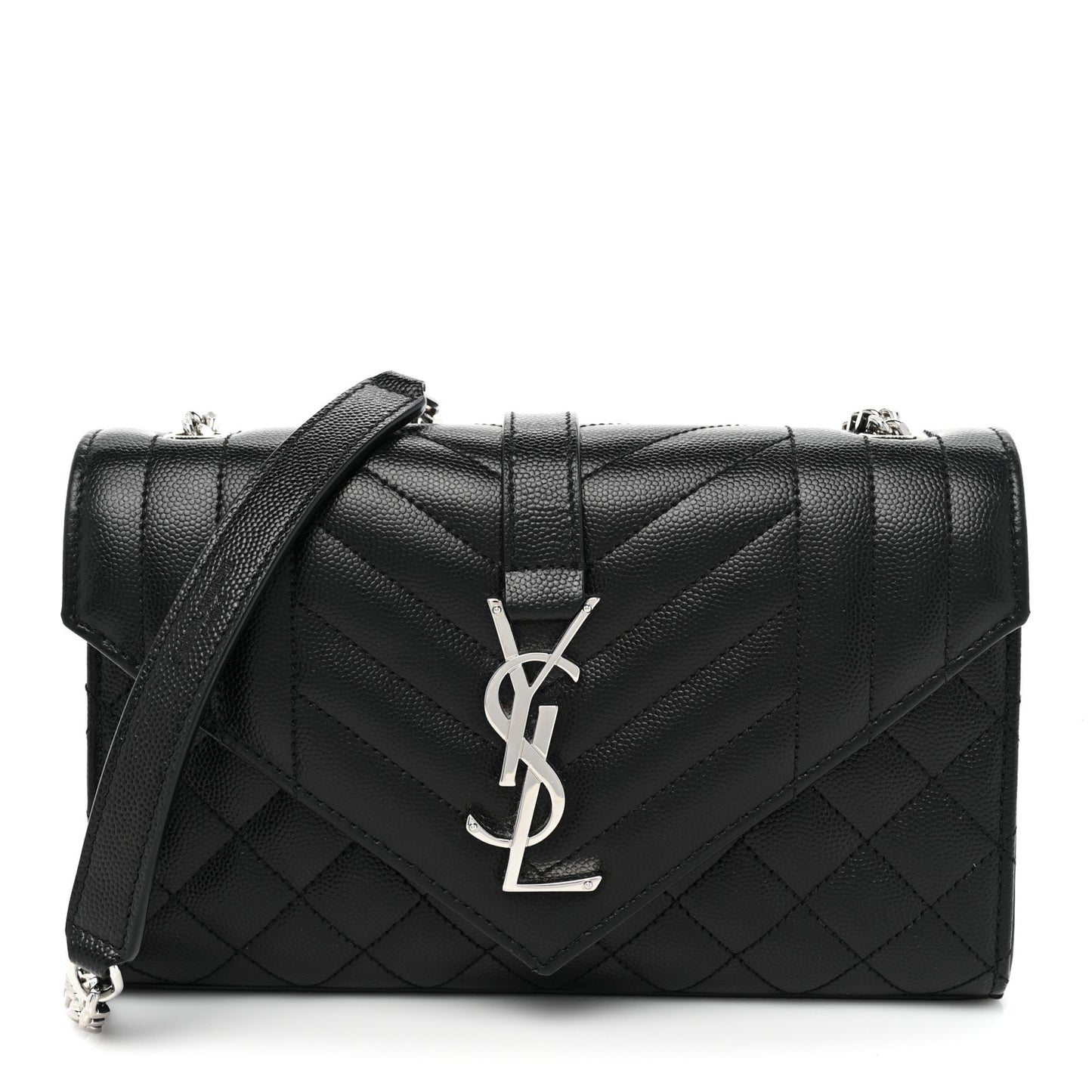 Grain De Poudre Textured Mixed Matelasse Triquilt Small Monogram Satchel Black