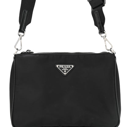 Prada Re-Nylon Saffiano Pocket Zippered Shoulder Bag Black 8 of 11