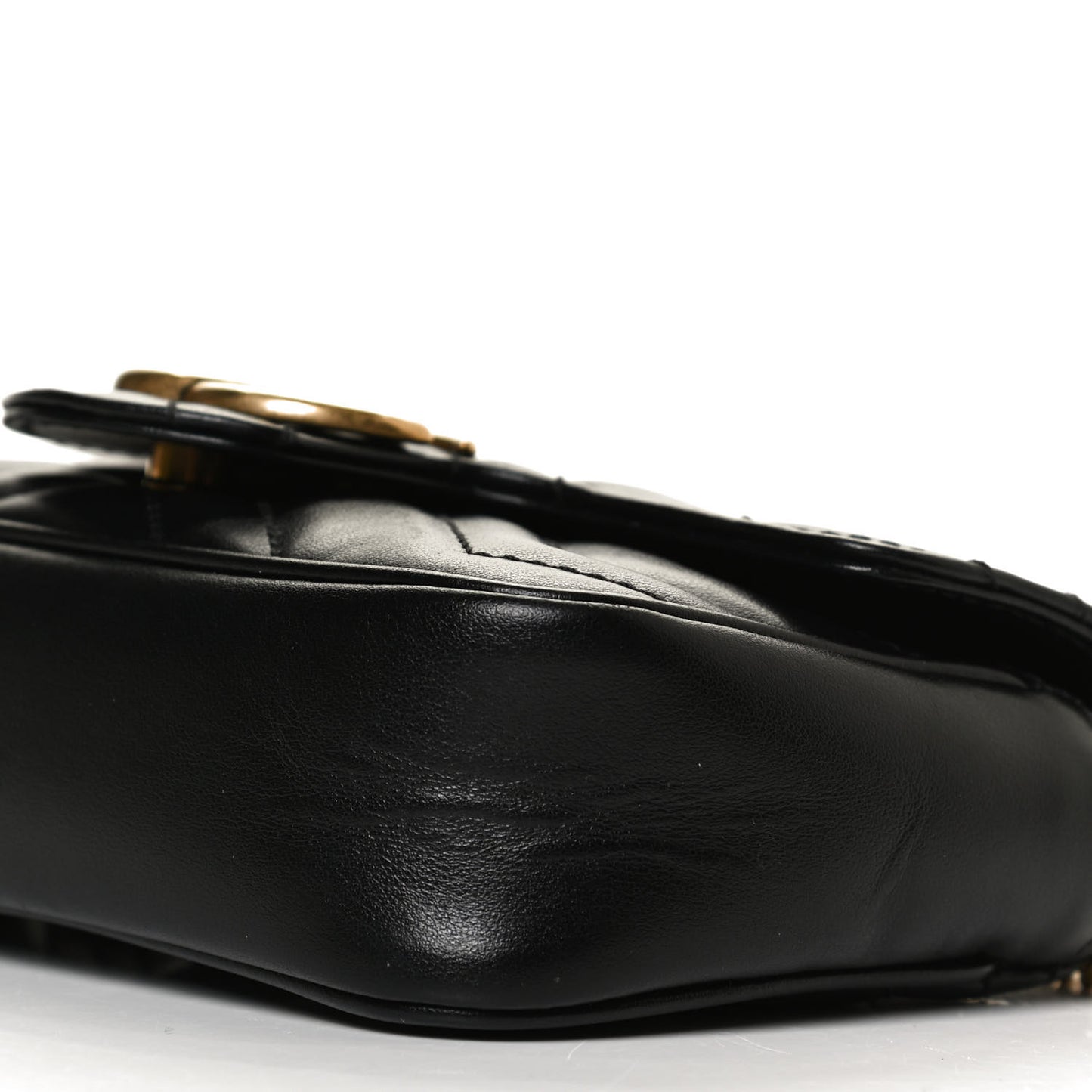 Calfskin Matelasse Super Mini GG Marmont Shoulder Bag Black