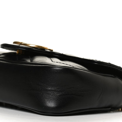 Gucci Calfskin Matelasse Super Mini GG Marmont Shoulder Bag Black 10 of 13