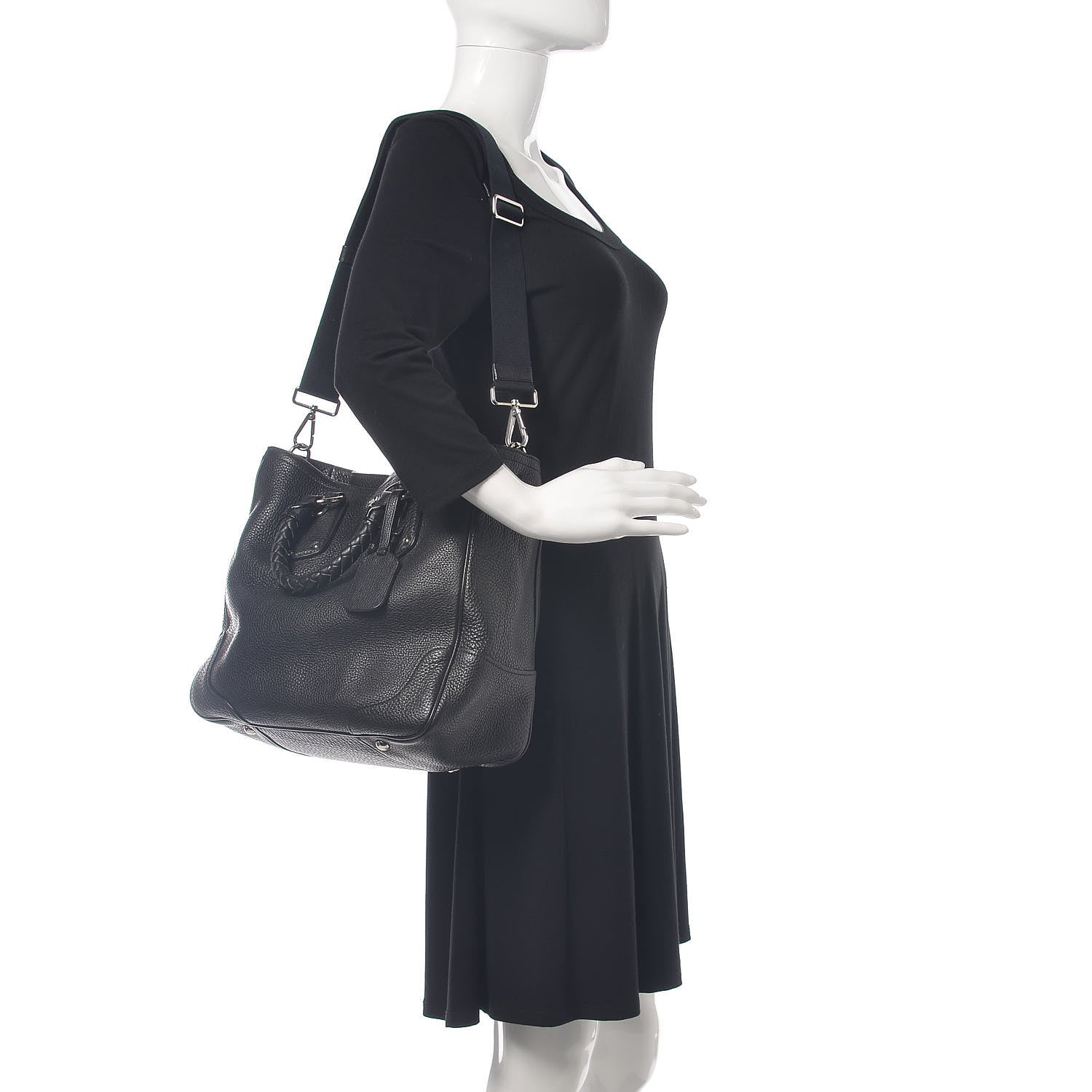 Prada Vitello Daino Braided Hobo Nero Black 2 of 12