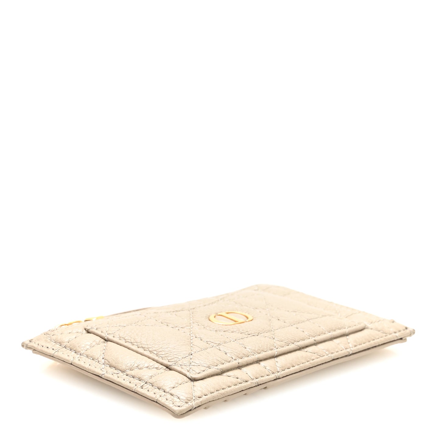 Supple Calfskin Cannage Caro Cosmos Zipped Card Holder Sand