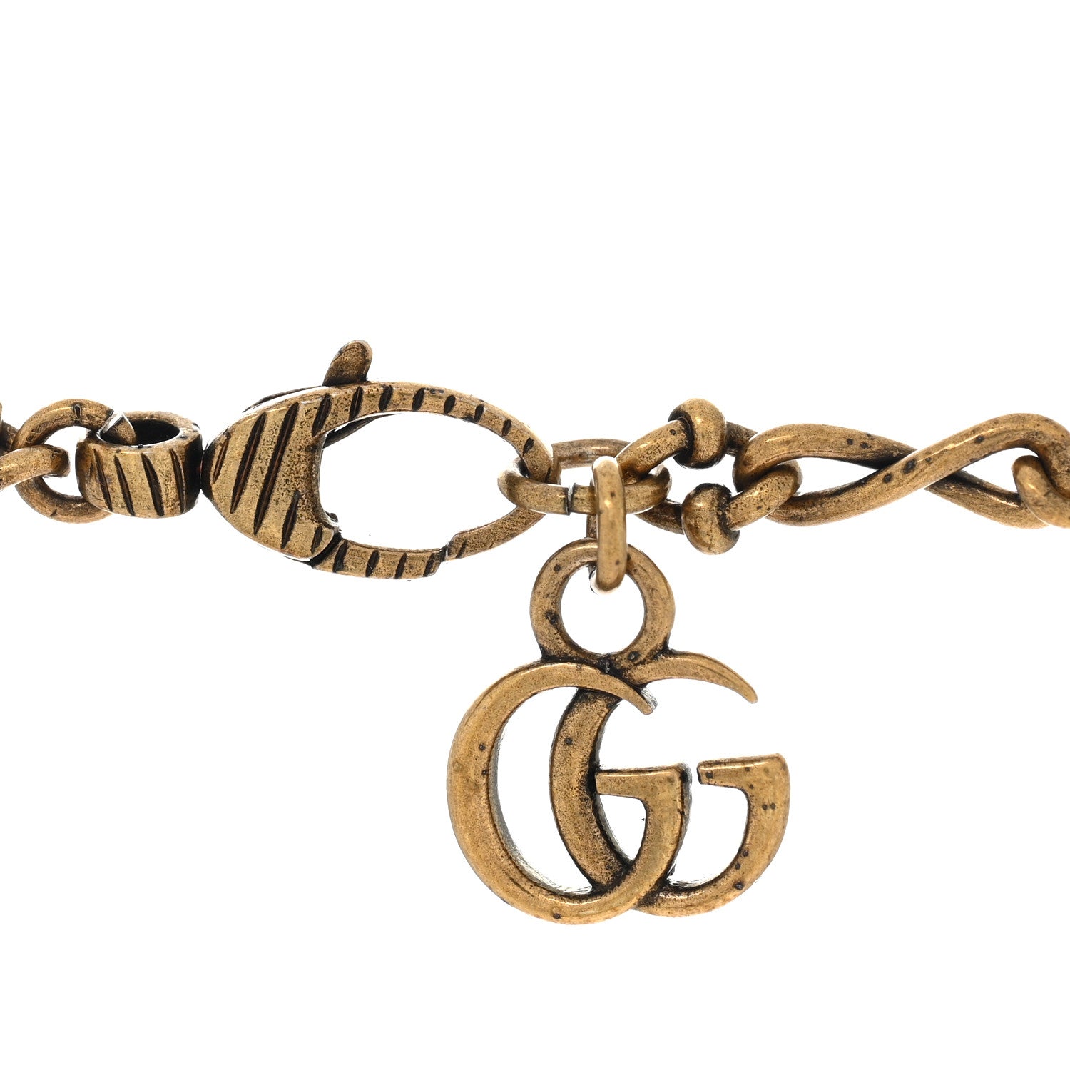 Gucci Metal Crystal Butterfly Necklace Aged Gold Multicolor 4 of 4