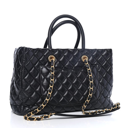 Chanel Aged Calfskin Quilted Large Coco Handle Shopping Tote Black 2 of 4