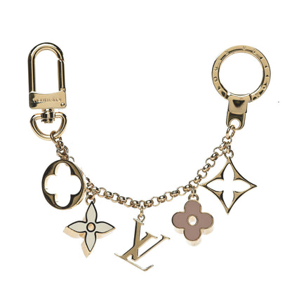 Louis Vuitton Brass Enamel Fleur De Monogram Bag Charm Chain Gold 1 of 4