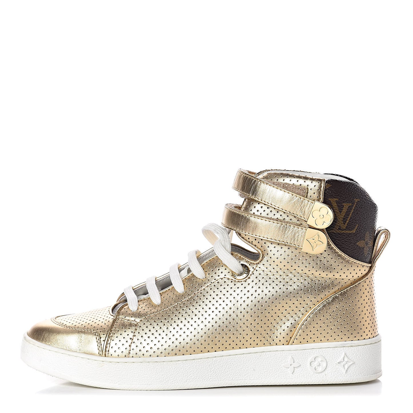 Calfskin Monogram Boombox High Top Sneakers 37 Gold
