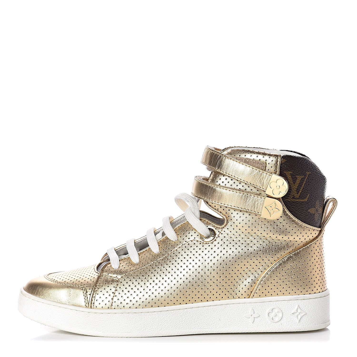 Louis Vuitton Calfskin Monogram Boombox High Top Sneakers 37 Gold 1 of 13